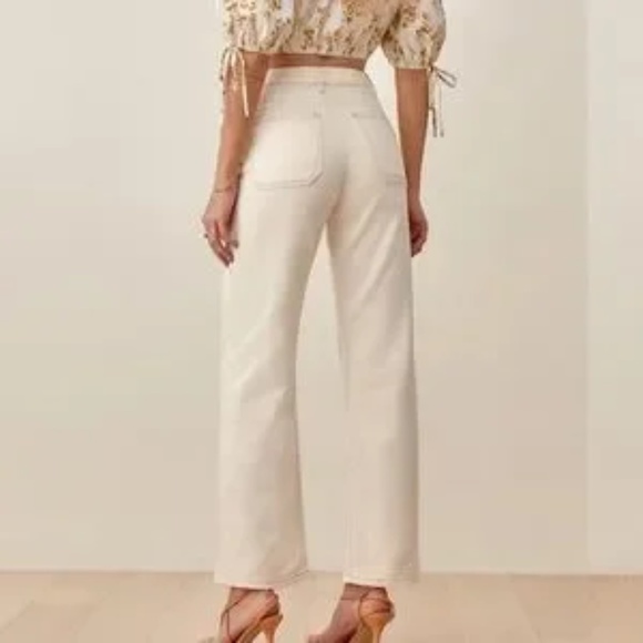 Reformation Lexi High Rise Wide Leg Jeans Ivory Size 25 - Picture 2 of 8